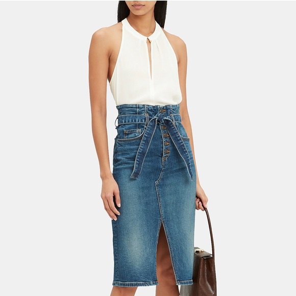 A.L.C. White Silk Tank Blouse, Keyhole neck, metal detail - Picture 6 of 12